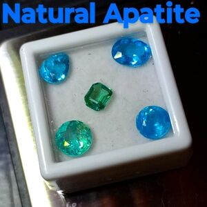 5 Natural Neon Blue Paraiba Apatite Loose Gemstone Lot
